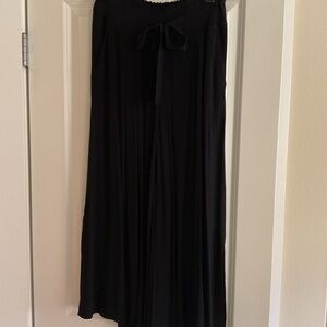 Maeve Black Wide Leg Pants with Front Bow Tie